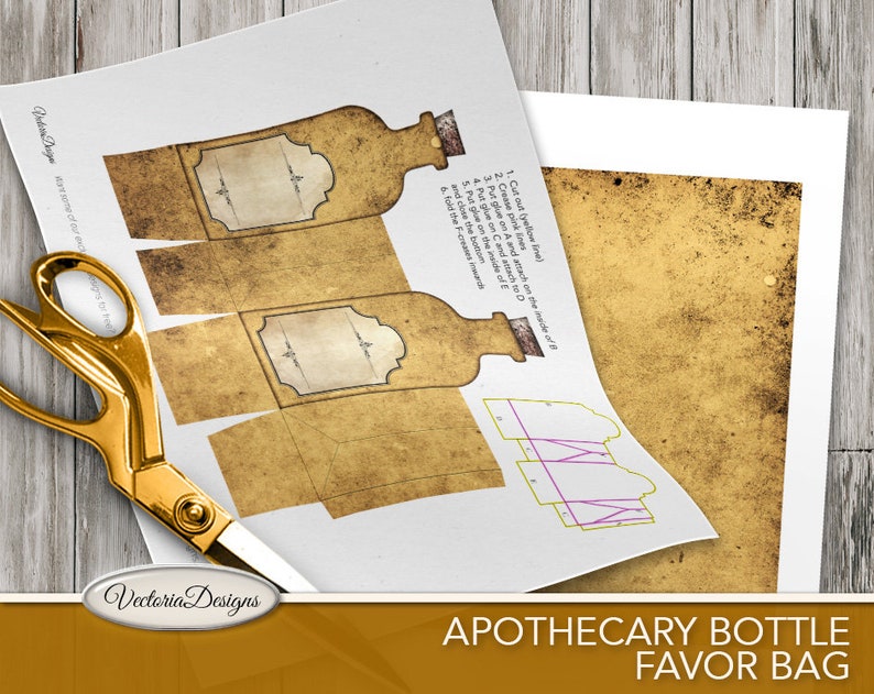 Apothecary Bottle Favor Bag, Halloween Bag, Halloween Decor, Halloween Apothecary, Printable Bag Favor, Crafting Decor, Halloween 001764 image 3