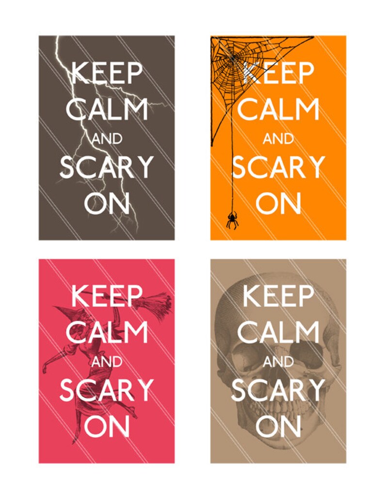 Halloween Printable, Keep Calm Scary On, Halloween Decor, Halloween Tags, Halloween Labels, Instant Download, Halloween Images 000225 image 4