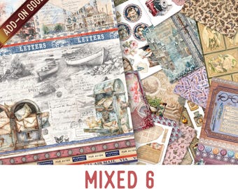 Mixed 6 Goodie Bag, Junk Journal Pages, Papers, Junk Journal Printables, Junk Journal Supplies Printable Junk Journal Kit 003623