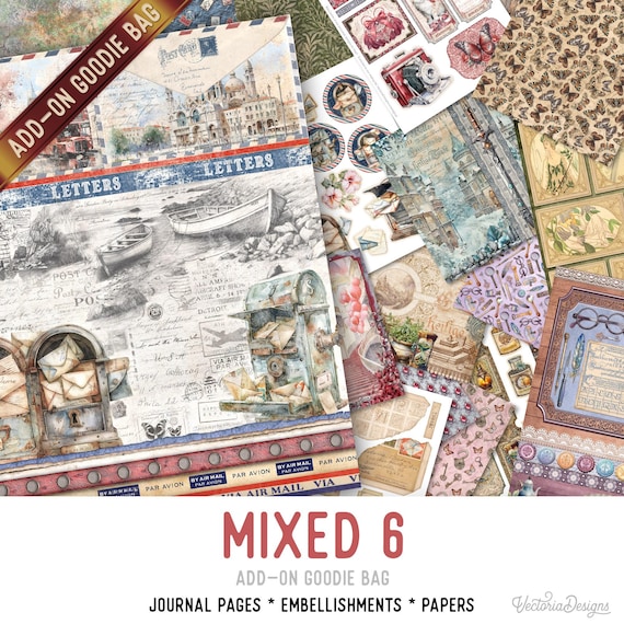 Mixed Theme Junk Journal Kits, Printable Bundle with Add-ons - 003623
