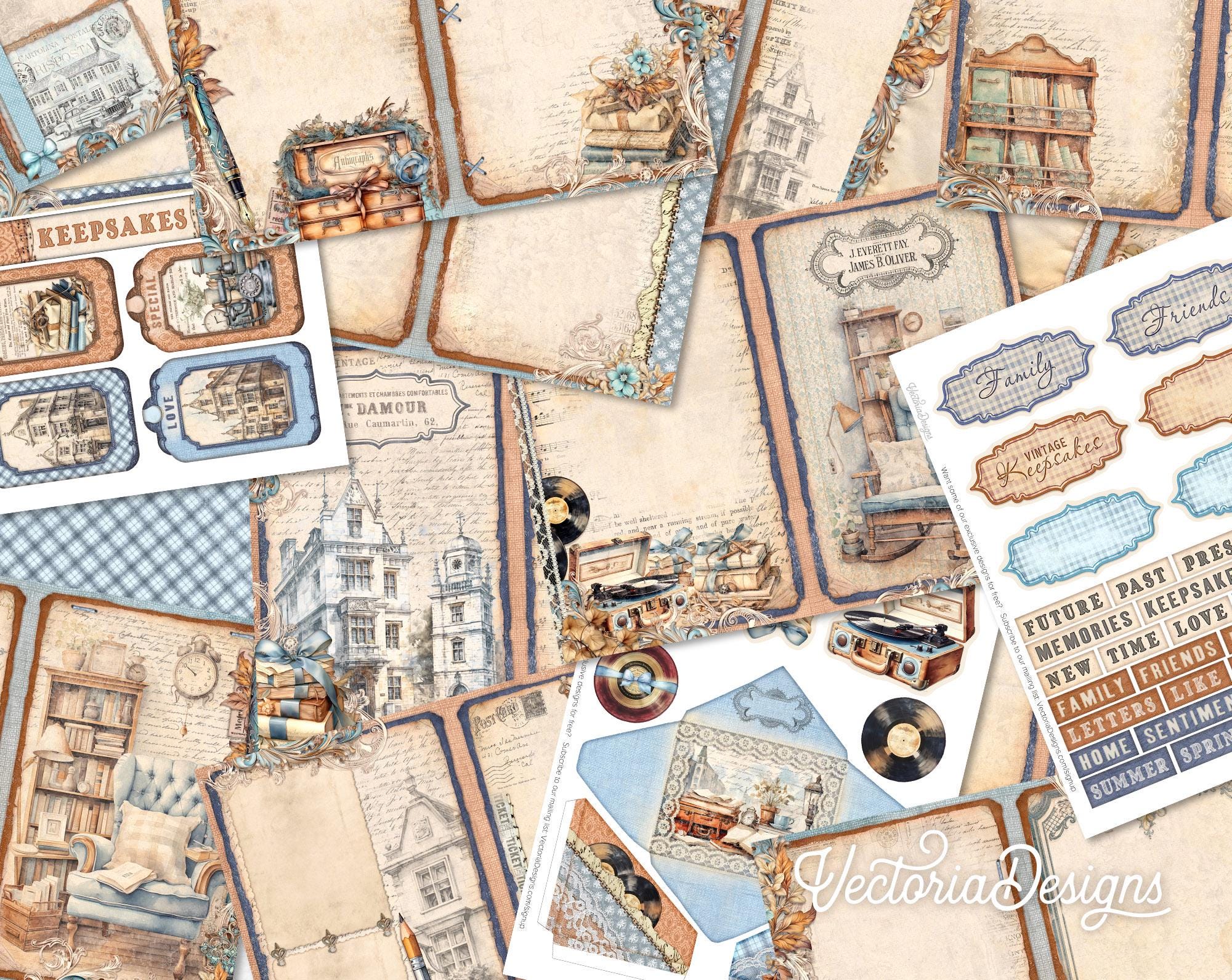 Vintage Keepsakes Junk Journal Kit - Printable Kit - 003662 - Etsy