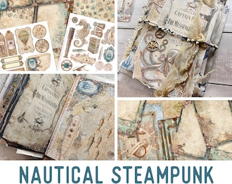 Nautical Steampunk Crafting Printables Kit Nautical Junk Journal Steampunk Embellishments Printable Paper Craft Kits Journal Tutorial 002797