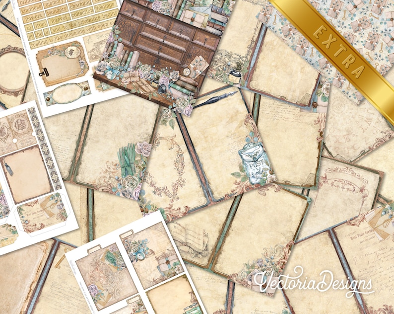 Creative Writing DELUXE MEGA Crafting Bundle, Writer, Vintage Books, Printable Paper Pack, Embellishments, Junk Journal, Craft Kits 002690 image 10