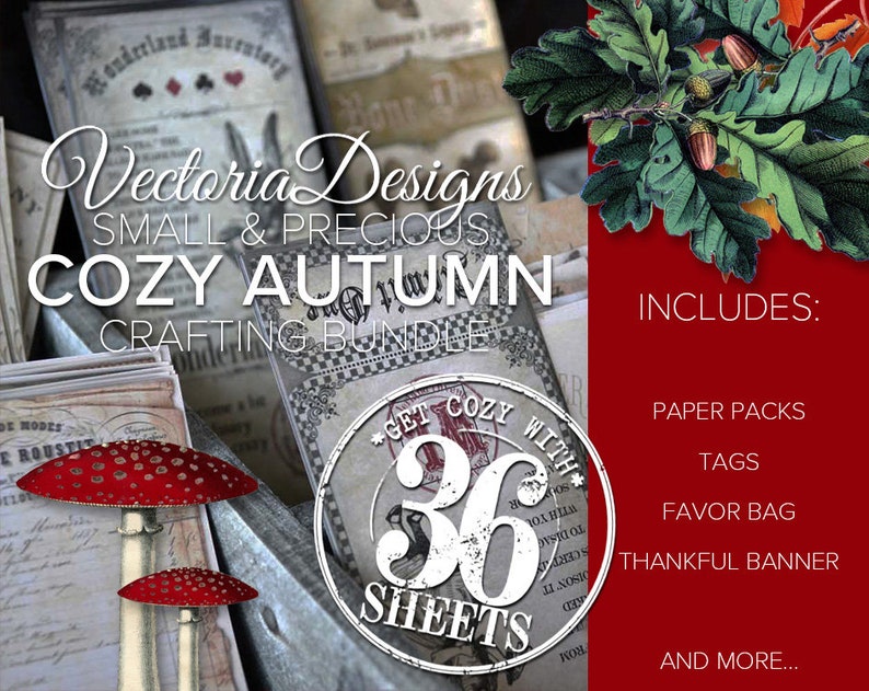 Small & Precious Cozy Autumn Bundle Printable Fall Paper image 0