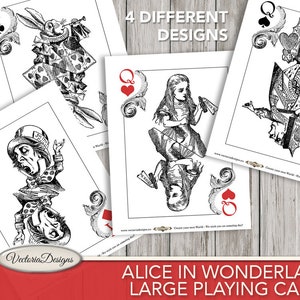 Large Alice In Wonderland Playing Cards, Alice In Wonderland Decor, Printable Cards, Digital Cards, Wonderland Art, Digital Prints 000603 image 6