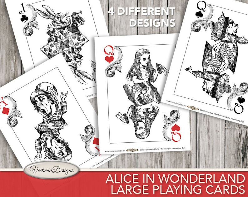 Large Alice In Wonderland Playing Cards, Alice In Wonderland Decor, Printable Cards, Digital Cards, Wonderland Art, Digital Prints 000603 image 6