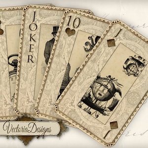 Playing Cards Steampunk, Cards Deck, Steampunk Decor, Digital Cards, Vintage Playing Cards, Printable Playing Cards,Digital Gift Tags 000448