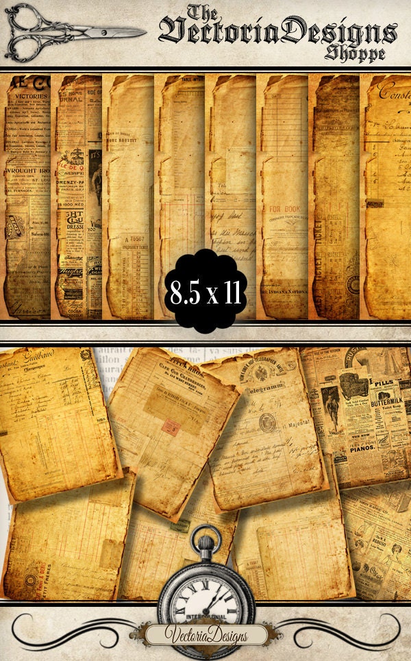 Grunge ephemera papers 8 5 x 11 inch paper pack printable hobby 