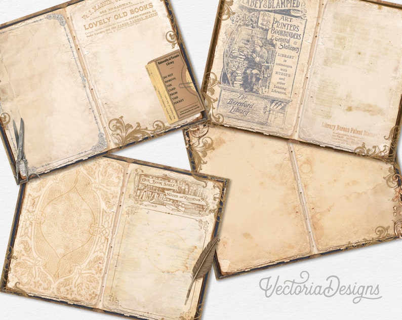 The Old Library Junk Journal Kit, Printable Junk Journal Pages, Printable Junk Journal Kit, Craft kits, Vintage Junk Journal Kit 002451 image 5