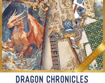 Dragon Chronicles Junk Journal Kit DELUXE, Dragon Crafting Printables Dragon Embellishments Dragon Paper Dragon Junk Journal Dragon - 003865