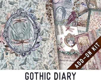 Gothic Diary Junk Journal Kit ADD-ON, Halloween Printable Halloween Junk Journal Pages Journal Kit Craft kits Vintage Junk Journal 003496
