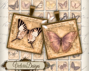 Butterfly Images 1 inch square inchies instant download printable digital collage sheet - 000141