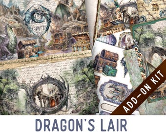 Dragon's Lair Junk Journal Kit ADD-ON, Printable Junk Journal Pages Journal Kit Craft kits Vintage Junk Journal 003614