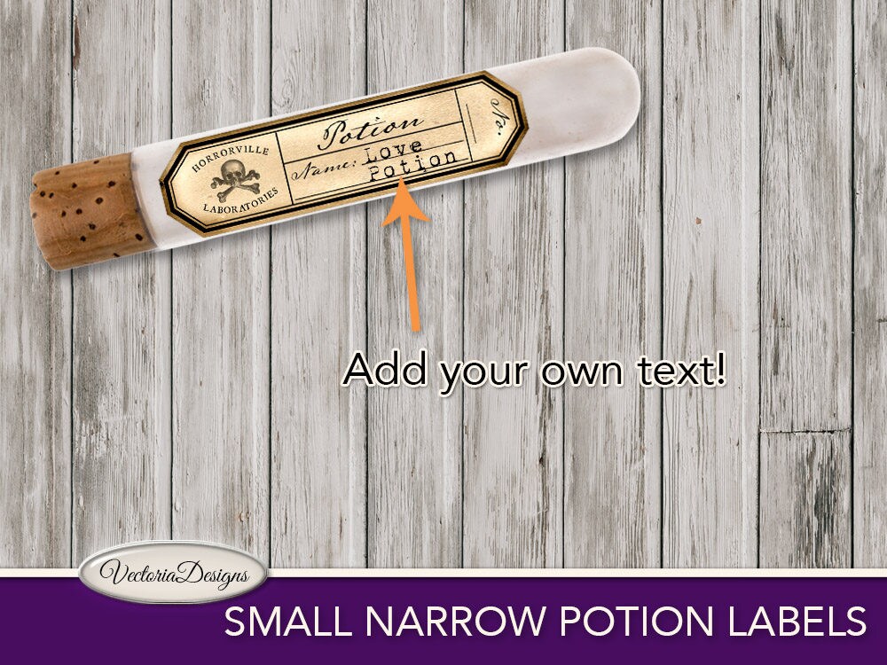 Small Narrow Potion Labels Printable Test Tube Labels Mad Scientist 
