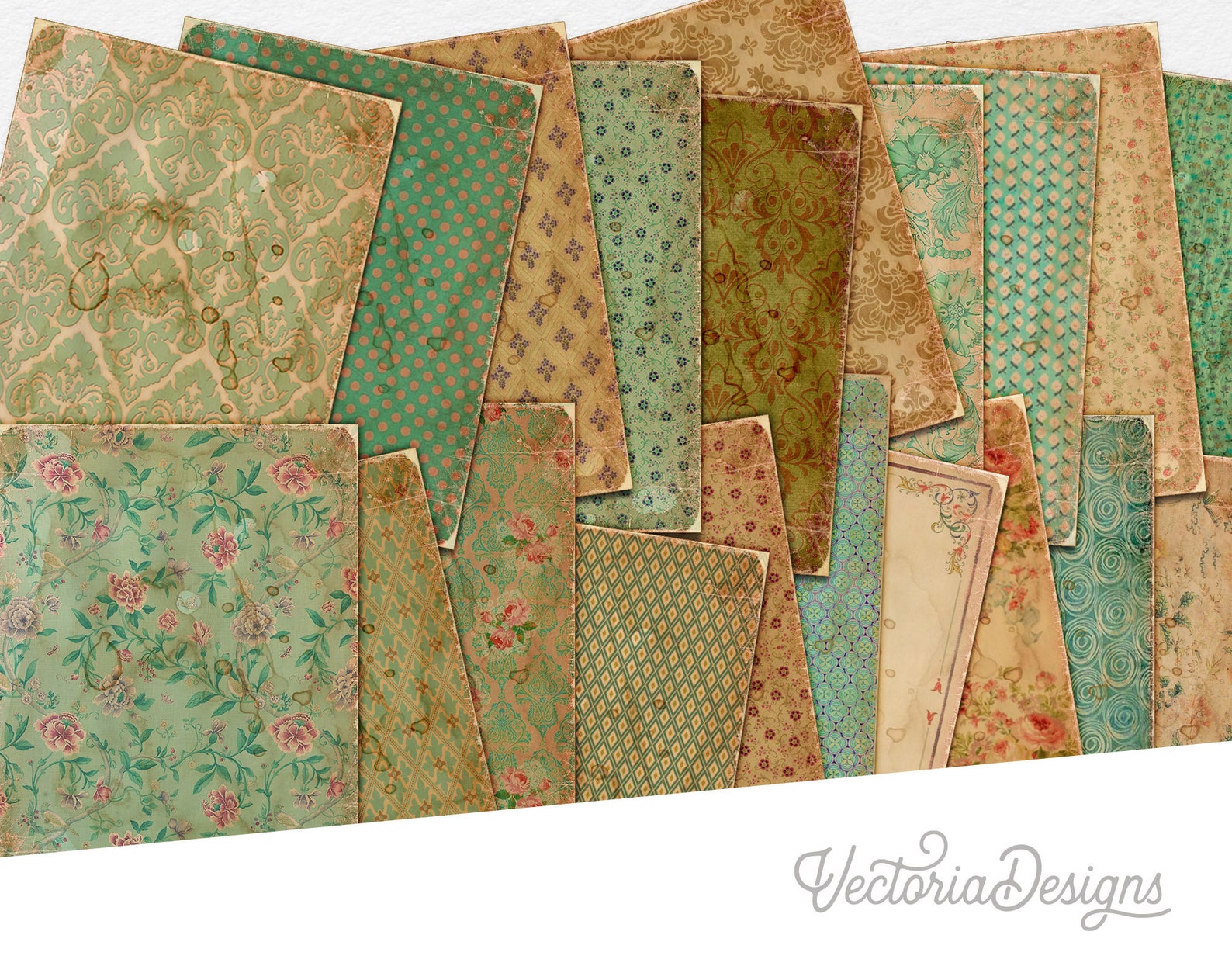 Floral Grunge Paper Pack Printable Paper Pack Journal - Etsy