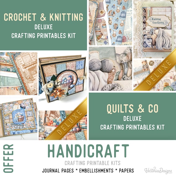 Crochet Knitting Quilts Offer, Junk Journal Craft Printables (Pages, Papers and Embellishments) - 003746