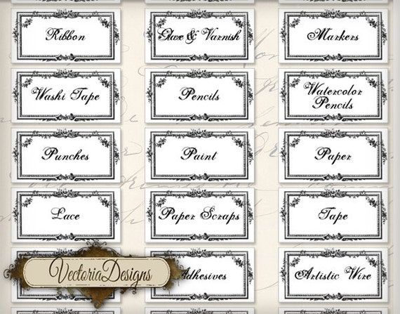 Craft Room Organization Labels Craft Room Labels Printable Instant Download Digital Collage Sheet Vd0405
