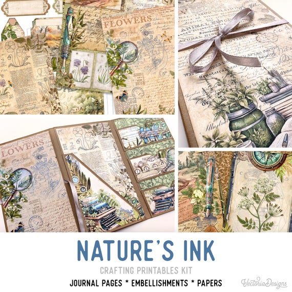 Nature's Ink Junk Journal Kit (Standard) - Printable Pages, Papers and Embellishments for Crafting - 003556