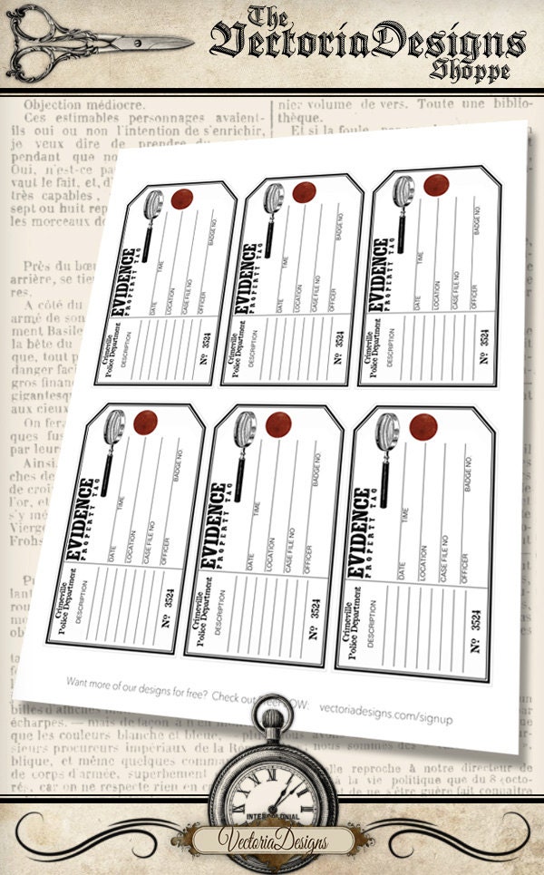 Evidence Tags, Detective Clip Art, Halloween Tags, Halloween Decoration ...