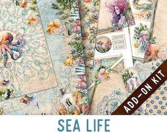 Sea Life Junk Journal Kit ADD-ON, Printable Junk Journal Pages Printable Junk Journal Kit Craft kits Vintage Junk Journal 003275