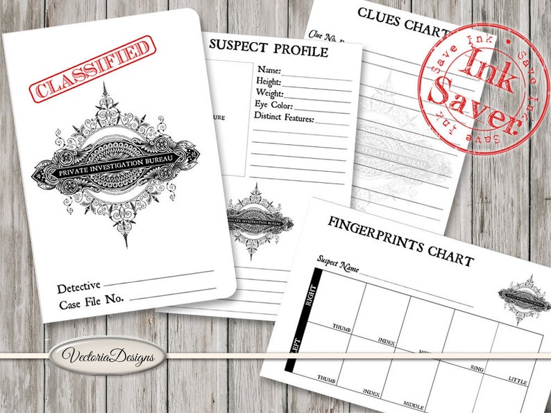 Private Investigator Detective Case File Ink Saver Printable | Etsy
