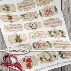 Christmas Labels Printable, Vintage Christmas Labels, Christmas ...