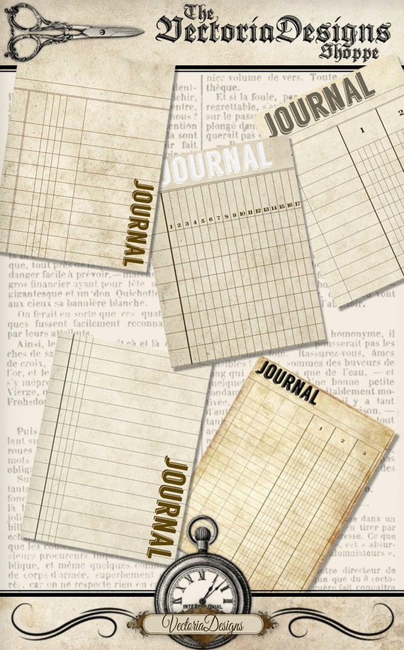 Ledger Journal Cards, Printable Journal Cards, Project Life Cards, Shabby Elegant Cards, Ledger Sheets, Instant Download, Ledger 001391