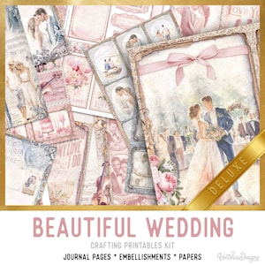 Wedding Junk Journal Kit Large DELUXE, Wedding Crafting Printables Wedding Ephemera Wedding Junk Journal Craft Kits Wedding Journal 003203