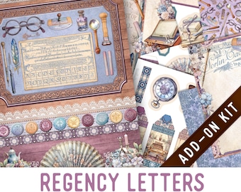 Regency Letters Junk Journal Kit ADD-ON, Printable Junk Journal Pages Journal Kit Craft kits Vintage Junk Journal 003618