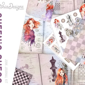 Queen's Chess Junk Journal Kit, Junk Journal Supplies, Junk Journal Printable, Junk Journal Ephemera, DIY Kit 002162 image 8