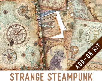 Strange Steampunk Junk Journal Kit ADD-ON, Printable Junk Journal Pages Printable Junk Journal Kit Craft kits Vintage Junk Journal 003312