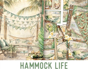 Hammock Life Junk Journal Kit, Tropical - Printable Pages for Crafting - 003328