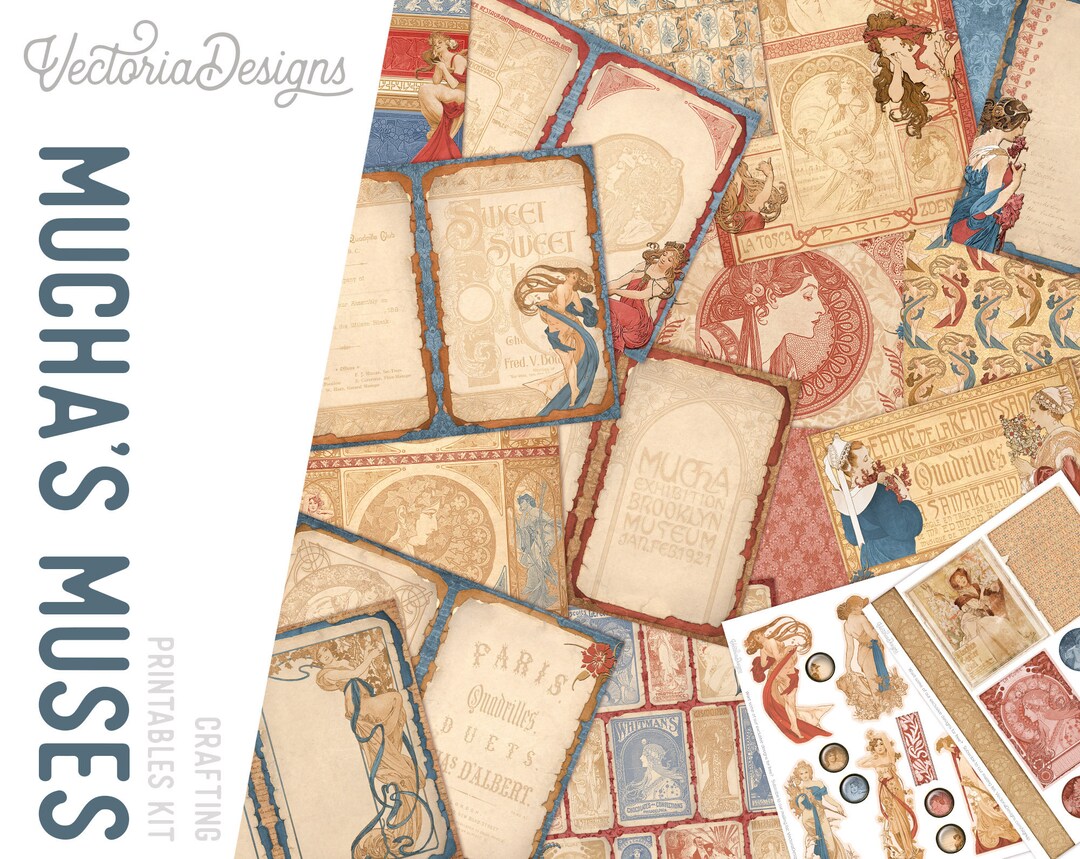 Art Nouveau Journal Kit, Mucha's Muses, Art Nouveau Junk Journal