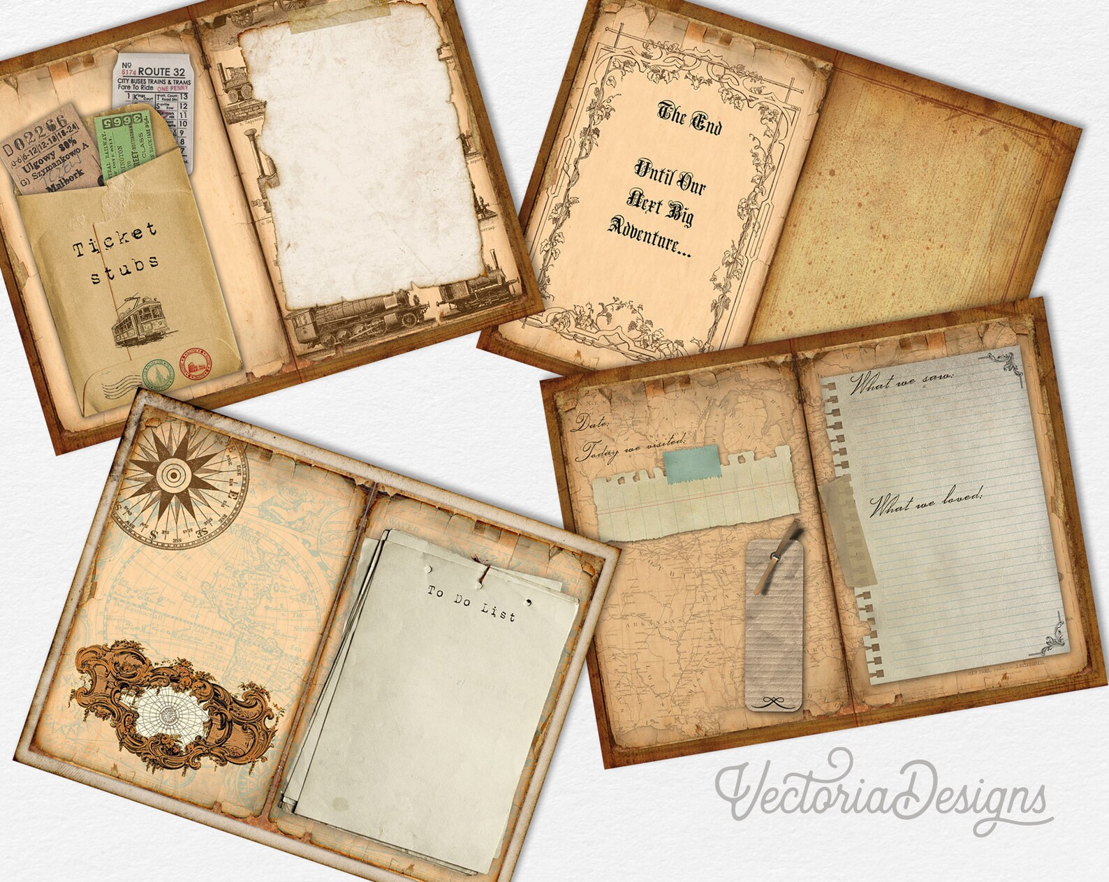Travel Journal Kit Printable Journal Vintage Journal Etsy
