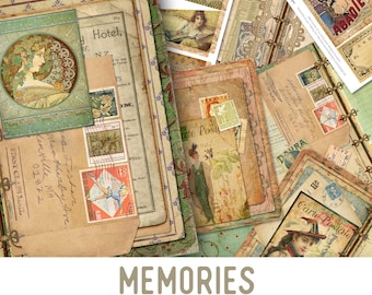Memories Junk Journal Kit, Printable Junk Journal, Digital Journal Kit, Scrapbooking, Paper Journal Kit, Digital Download, Journaling 001985
