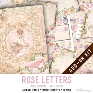 Rose Letters Junk Journal Kit ADD-ON, Printable Junk Journal Pages Printable Junk Journal Kit Craft kits Vintage Junk Journal 003246