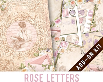 Rose Letters Junk Journal Kit ADD-ON, Printable Junk Journal Pages Printable Junk Journal Kit Craft kits Vintage Junk Journal 003246