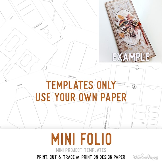 Mini Folio Templates Mini Folio Craft Kit Quick Project Junk Journal Element Printable Craft kit Handmade Gift DIY Gift 003517