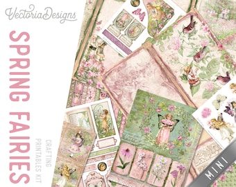 Spring Fairies MINI Crafting Printables Kit, Fairy Junk Journal, Fairy Embellishments, Spring, Printable Journal, Junk Journal Spring 002924