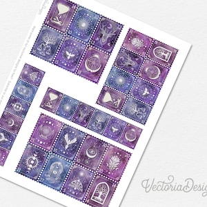 Mystical Postage Stamps, Printable Stamps, Zodiac Stamps, Astrology, Junk Journal Embellishments, Scrapbooking Ephemera, Printables - 002677