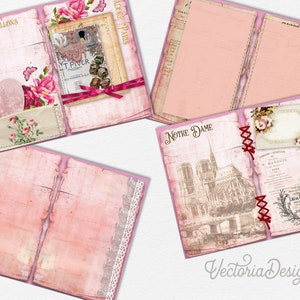 Pink Paris Junk Journal Kit Printable Journal Kit Digital - Etsy