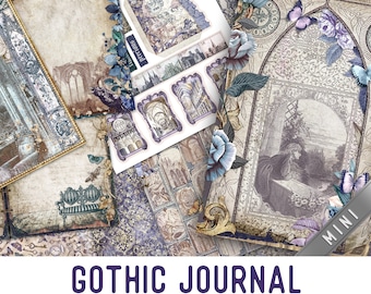 Gothic Journal Crafting Printables Kit MINI, Gothic Junk Journal, Gothic Embellishments, Papers, Craft Kits, Junk Journal Tutorial - 002912