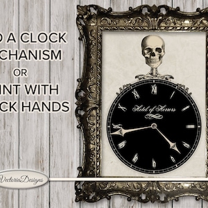 Printable Halloween Clock, Hotel Of Horror Print, Halloween Hand Decoration, Apothecary Clock, Night Of The Dead, Witchy Wall Art 001664