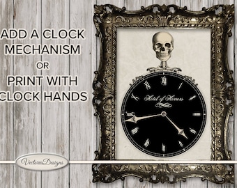 Printable Halloween Clock, Hotel Of Horror Print, Halloween Hand Decoration, Apothecary Clock, Night Of The Dead, Witchy Wall Art 001664