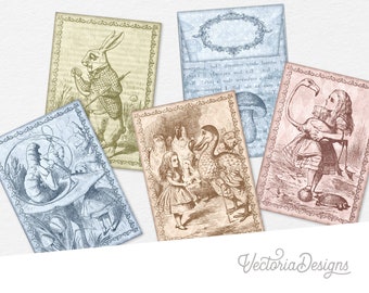 Alice in Wonderland Pocket Envelopes, Printable Envelope, Stationary, Journal Embellishments, Junk Journal, Crafting Printables, DIY, 002536