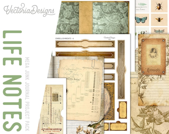 Life Notes Mega Junk Journal Kit, Printable Junk Journal, Journal