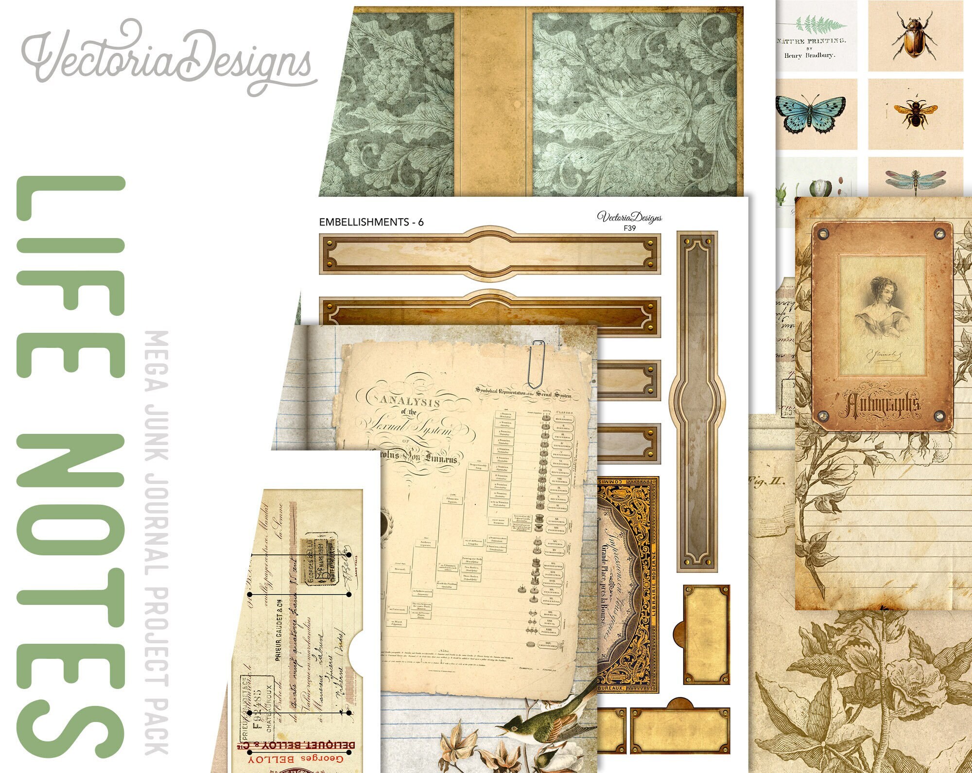 Life Notes Mega Junk Journal Kit, Printable Junk Journal Life Notes Mega Junk Journal Kit, Printable Junk Journal