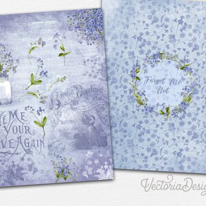 Forget Me Not Printable Paper Pack, Digital Scrapbook Paper, DIY ...