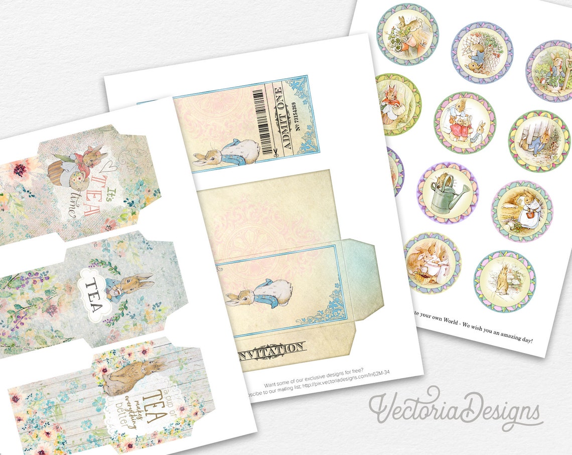 Mega Peter Rabbit Crafting Bundle, Beatrix Potter Kit, Bunny Paper Pack ...