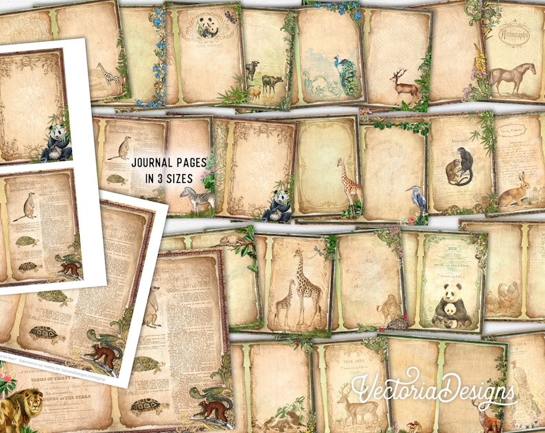 Animal Kingdom Junk Journal Kit DELUXE Crafting Printables Kit, Animals Embellishments Animals Paper Craft Kits Junk Journal Tutorial 002932 image 3